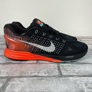NIKE Lunarglide 7 Size 8.5 Black Orange Running Sneakers Shoes 747356-014